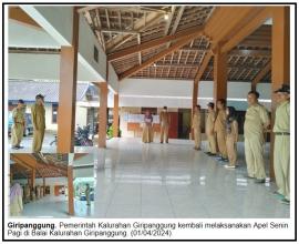 Apel Senin Pagi Pemerintah Kalurahan Giripanggung di Balai Kalurahan Giripanggung